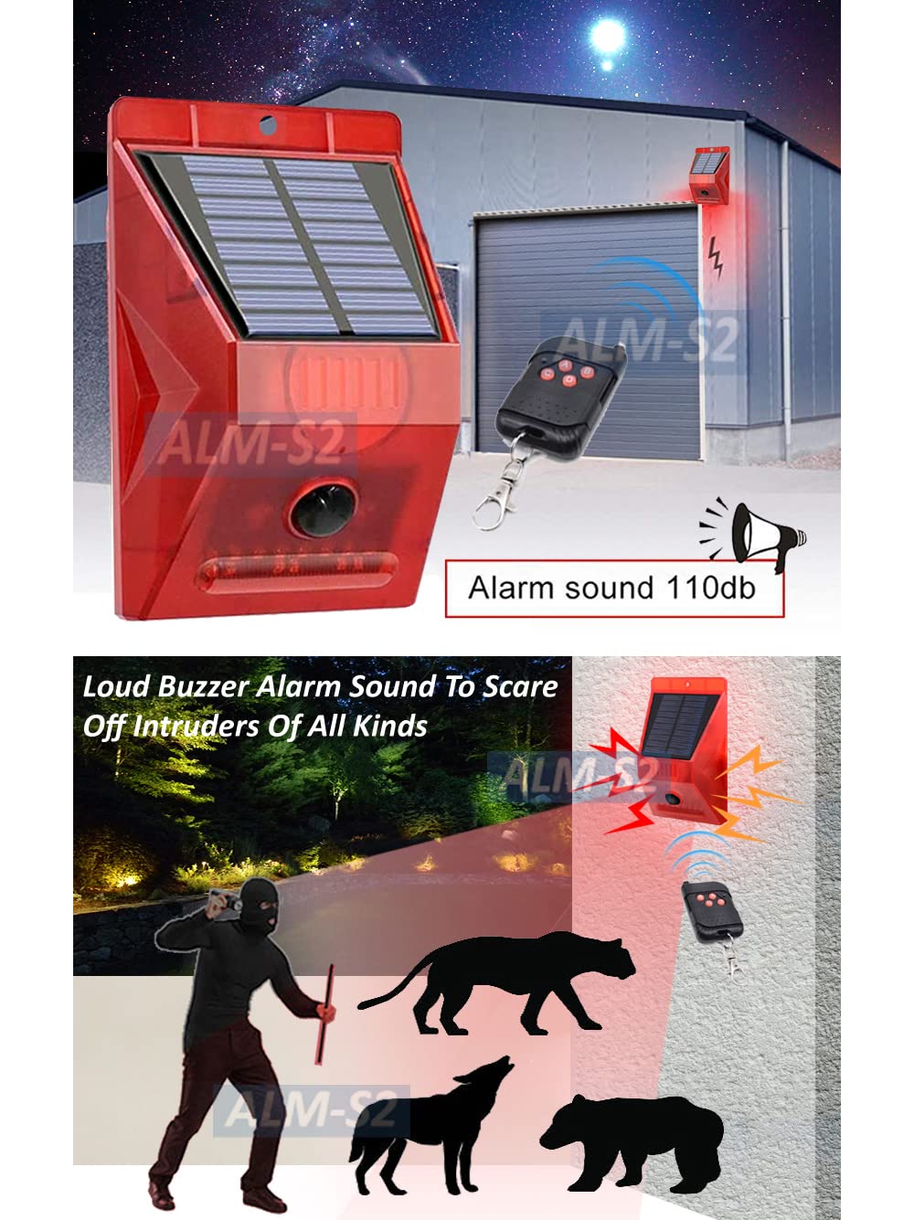 Solar-Powered Outdoor Motion Sensor Alarm with IR Remote Control