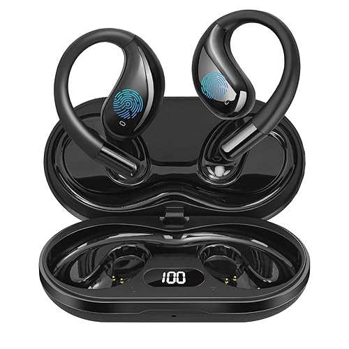 Psadhi Open Ear Clip Wireless Earbuds Bone Conduction Headphones, Bluetooth 5.4, Open Ear Design for Running Fitness,Office，Built-in Mic, IPX7…