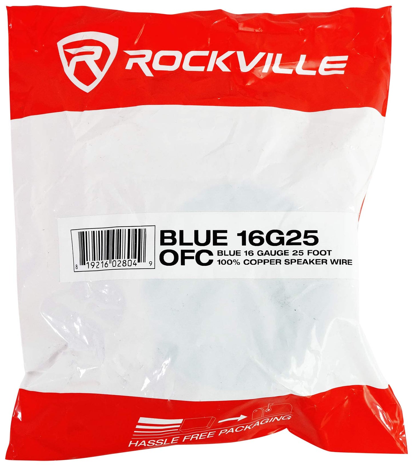Rockville Blue 16G25 16 Gauge 25 Foot Speaker Wire, 100% Copper, Tinned Marine-Grade Coating for Corrosion Resistance, Flexible and Easy to Install