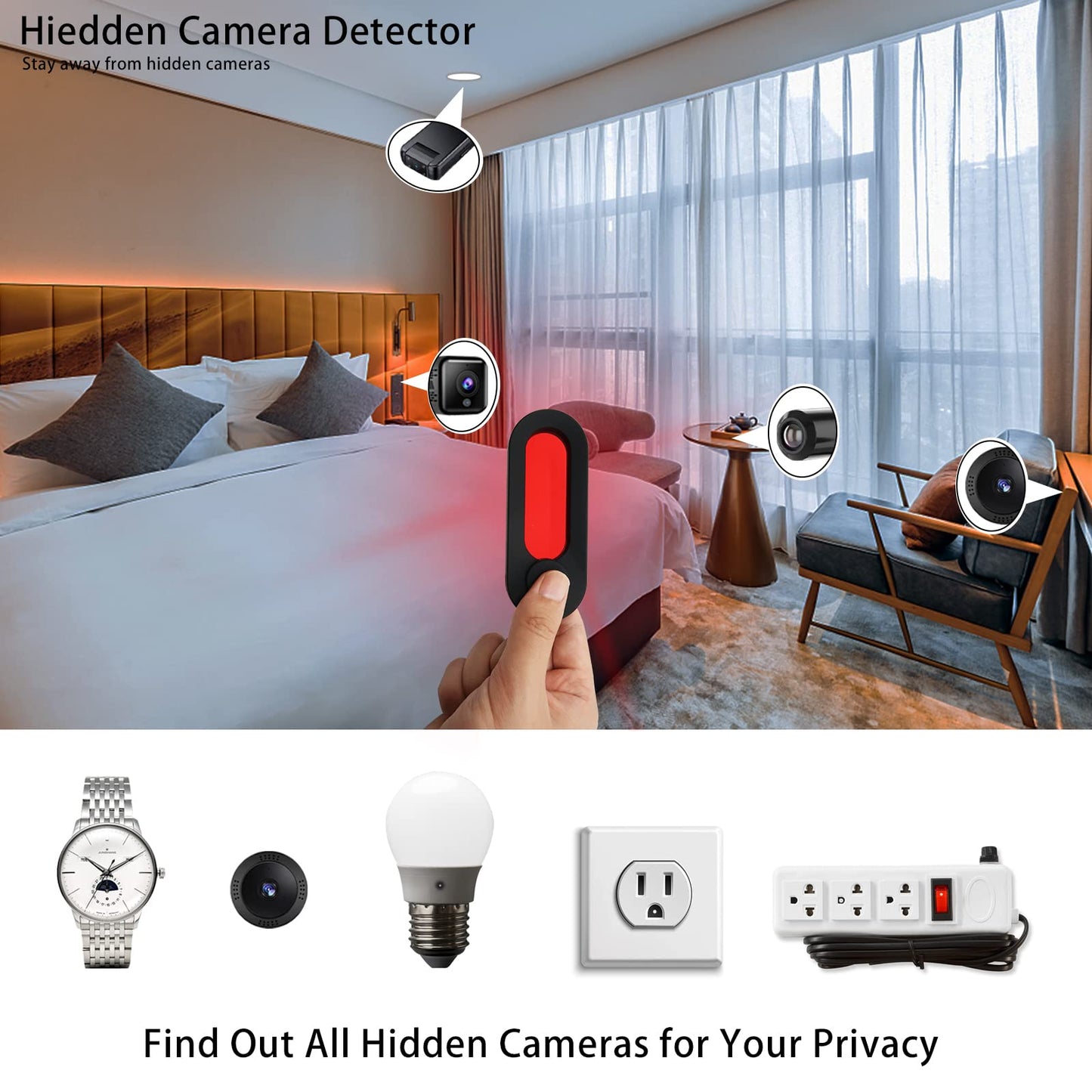 Ansxiy Hidden Camera Detector, LED Hidden Device Detector with Infrared Viewfinders - Pocket Sized Anti Spy Camera Finder Locates Hidden Camera