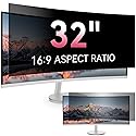 [2026 New] 32 inch Computer Privacy Screen Filter for 16:9 Widescreen Monitor - Fits Flat & Curved Screens, Removable Anti Glare Blue Light Eye