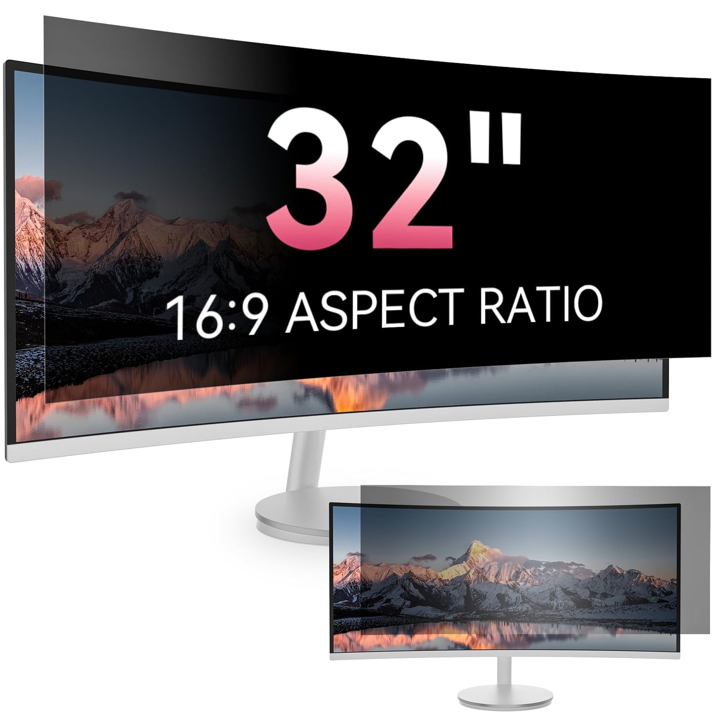 [2026 New] 32 inch Computer Privacy Screen Filter for 16:9 Widescreen Monitor - Fits Flat & Curved Screens, Removable Anti Glare Blue Light Eye