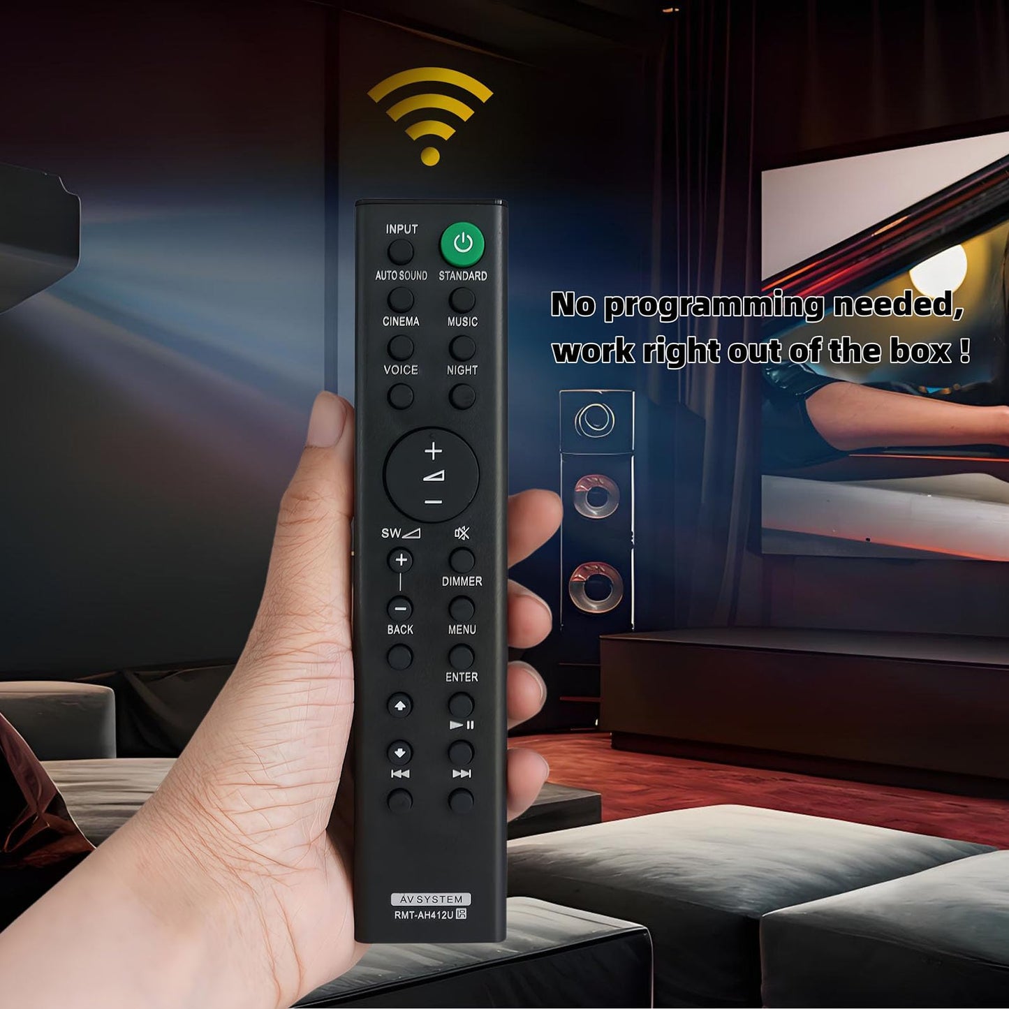 Replacement Remote Control RMT-AH412U Compatible for Sony 5.1ch Home Cinema Soundbar SA-WS700RF HTS700RF SS-SS40R S-S40R SA-WS40R HT-S40R