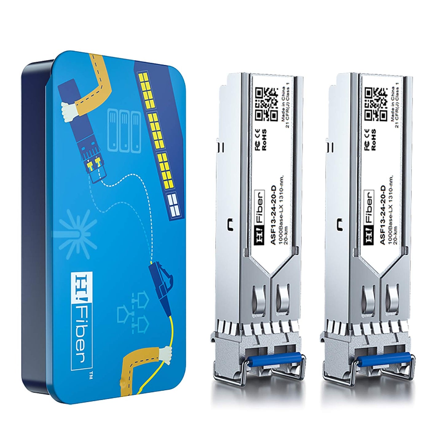 H!Fiber 1.25G Single Mode SFP LC Module, 1000Base-LX/LH Fiber Transceiver for Cisco GLC-LH-SMD, Ubiquiti UF-SM-1G, UniFi, Mikrotik, Intel, Netgear