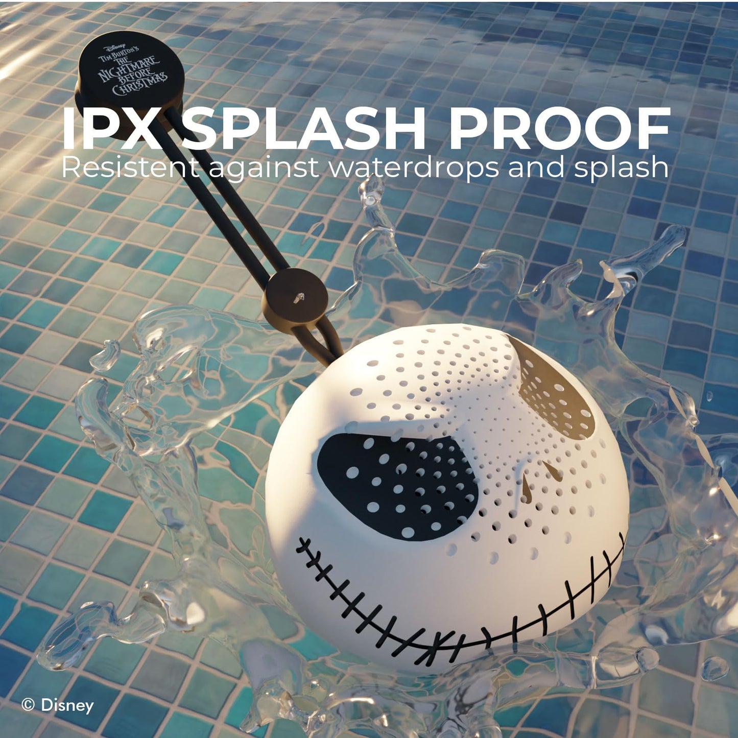 Disney Jack Skellington Bluetooth Shower Speaker with Suction Cup IPX4 Water Resistant Jack Nightmare Before Christmas Speaker for Shower, Built