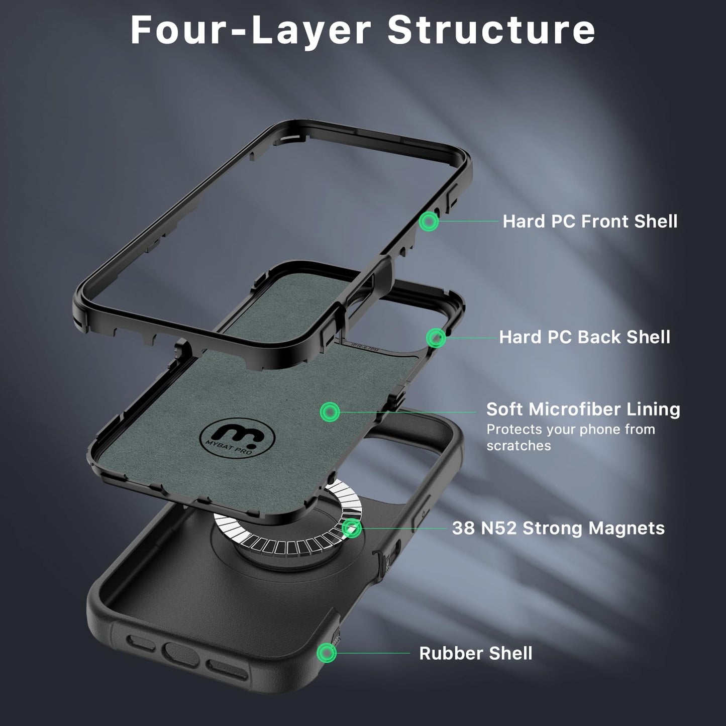 M MYBAT PRO Maverick Series for iPhone 16 Pro Case with Belt Clip Holster,[Compatible with Magsafe] w/Screen