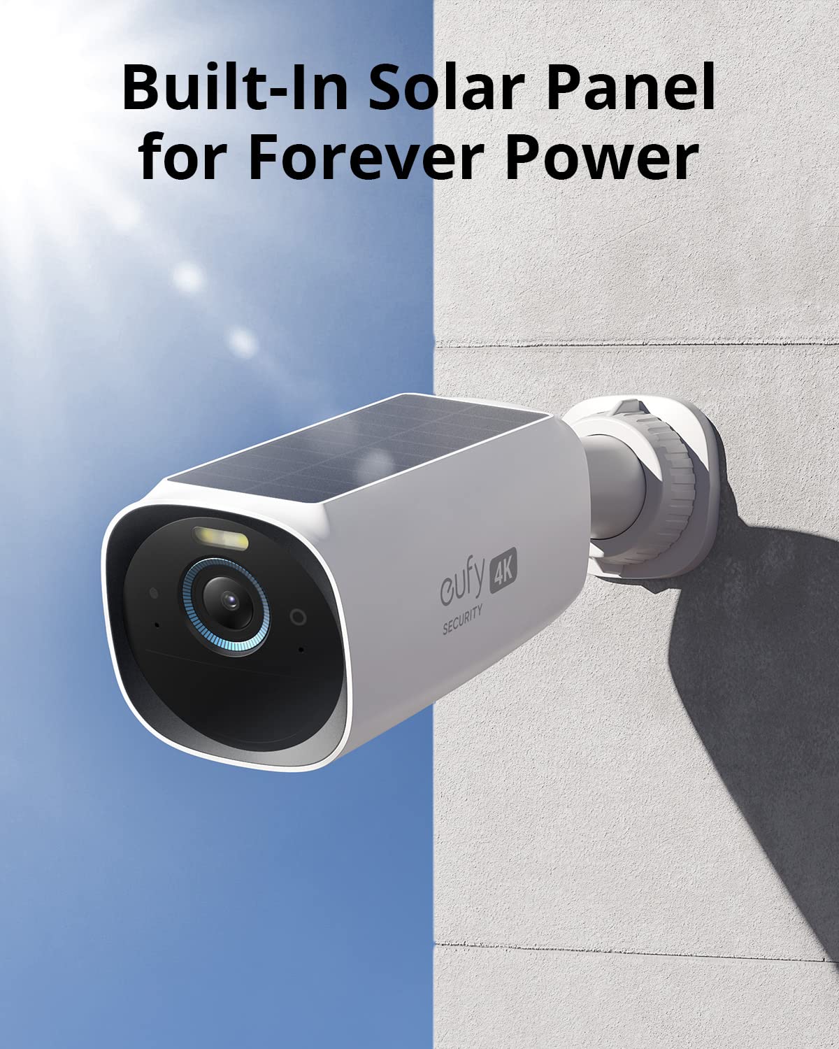 eufy Security eufyCam3 4K Add-on Camera,Forever Power with Solar Panel,Face Recognition AI,Expandable Local Storage,Spotlight,Requires