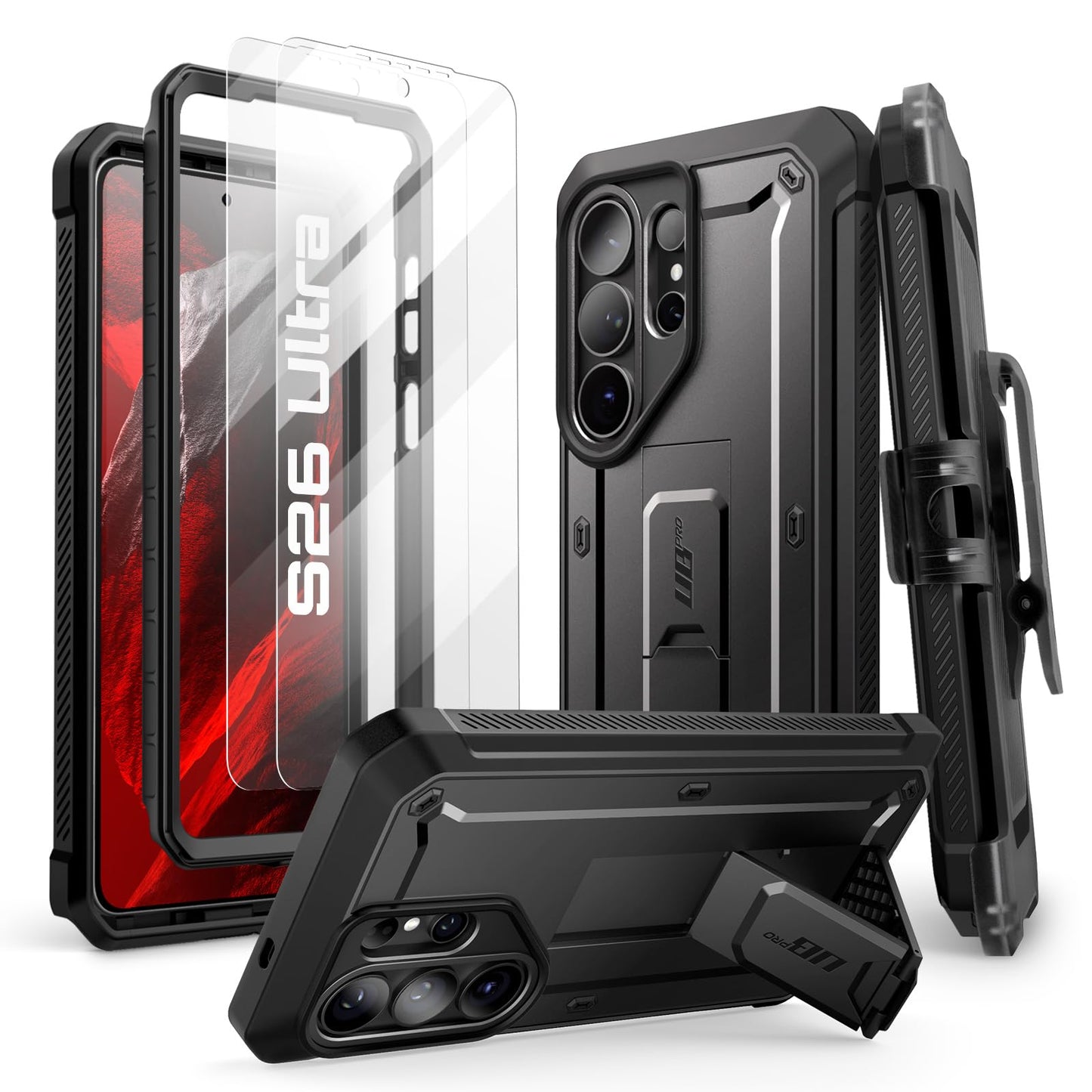 SUPCASE for Samsung Galaxy S26 Ultra Case with Stand & Belt-Clip (Unicorn Beetle Pro), [2 Tempered Glass Screen Protectors & Front Frame]