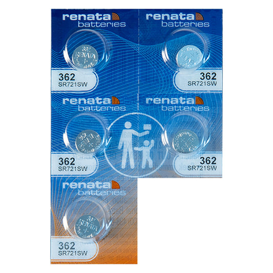 Renata Batteries 362 Button Cell Watch Battery (5 Pack)