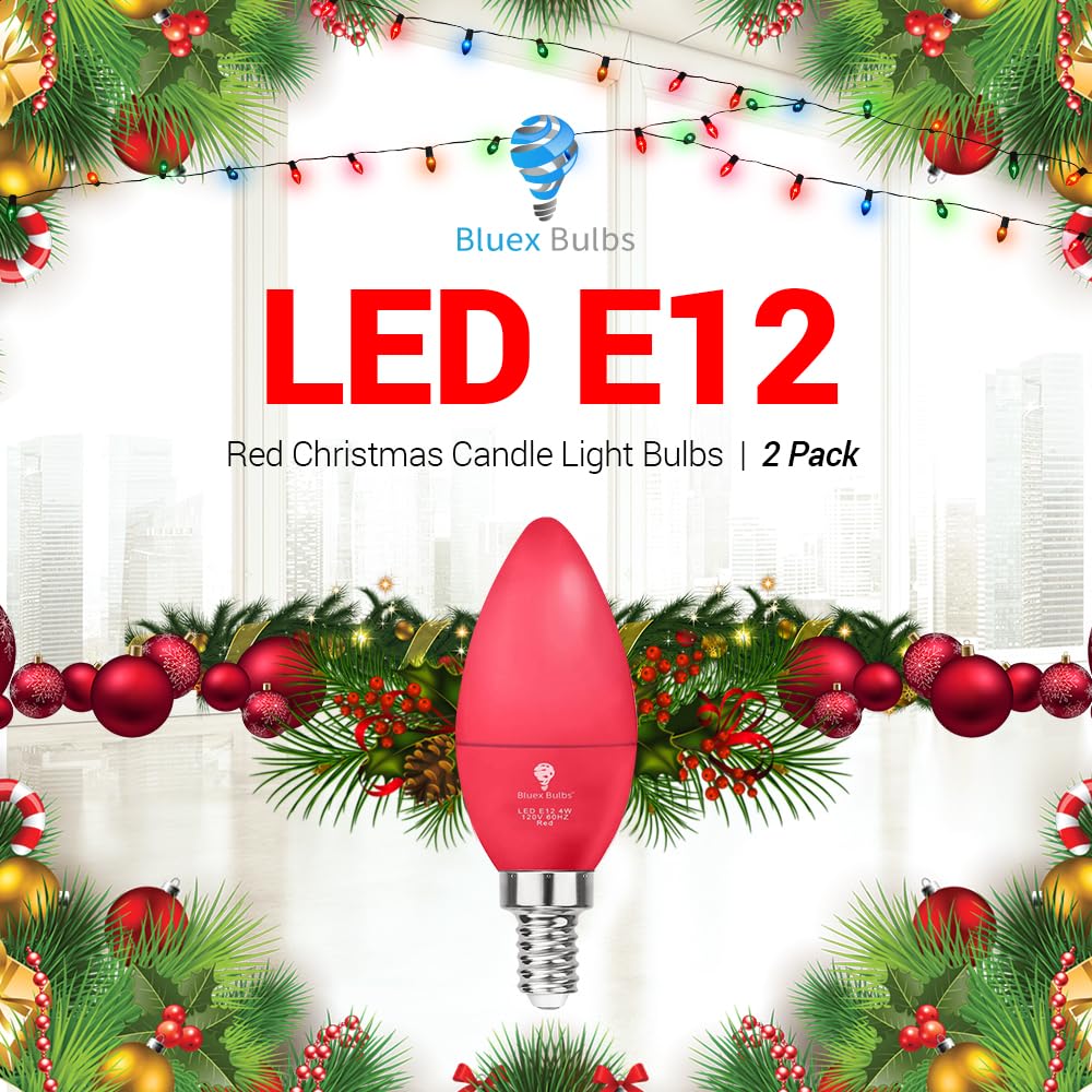 6 Pack BlueX LED Red Light Bulb - 4W (40Watt Equivalent) - E12 Base Red LED Bulb, Party Decoration, Porch, Home Lighting, Holiday Lighting, Chandelier