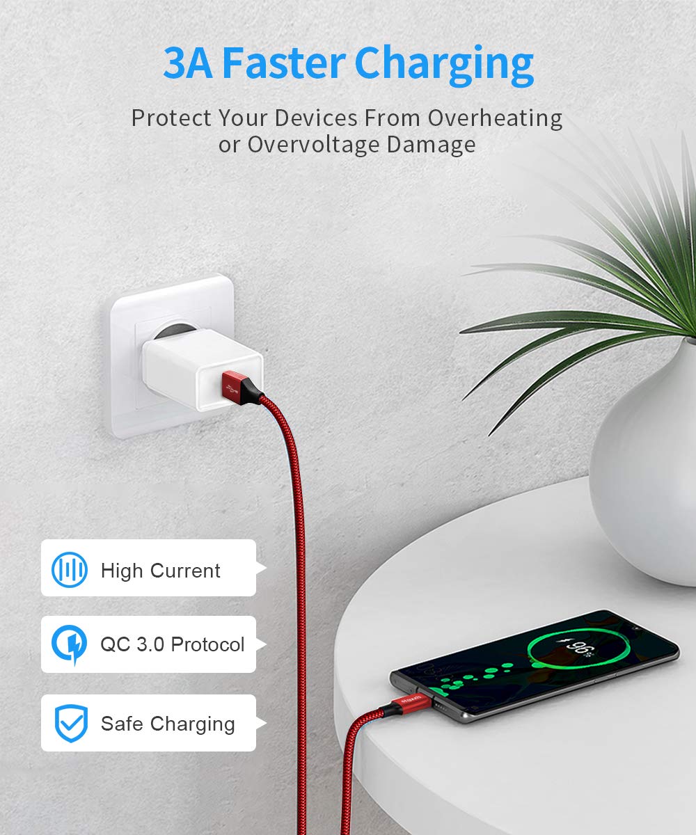 etguuds [4-Pack, 3ft] USB Type C Cable 3A Fast Charging, USB A to USB C Cable Premium Nylon Braided Compatible with Samsung Galaxy S20 S10 S9 S8 Plus