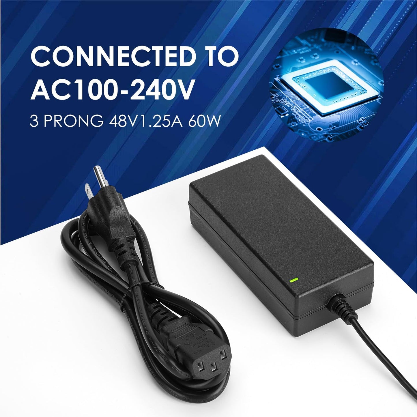 48V 1.25A 60W Power Supply Adapter Compatible with Netgear ProSafe GS108PE GS108PE-100NAS Pro Safe GS108 PE GS108PEv3 GS108PE-300NAS Gigabit PoE