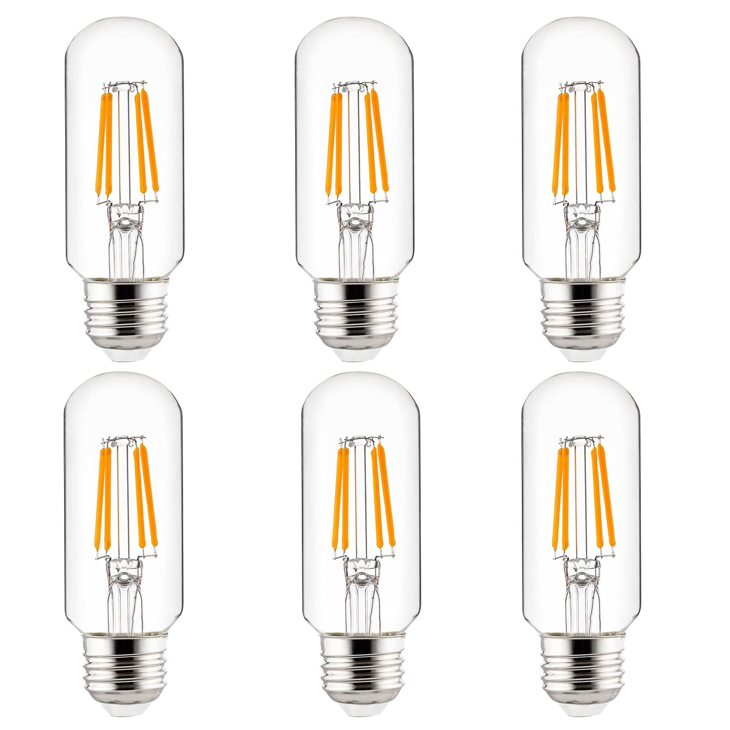Sunlite LED Filament T12 Tubular Light Bulb, 3 Watts (40W Equivalent), 350 Lumens, ETL Listed, 100 mm, Medium E26 Base, Dimmable, 2700K Soft White, 6