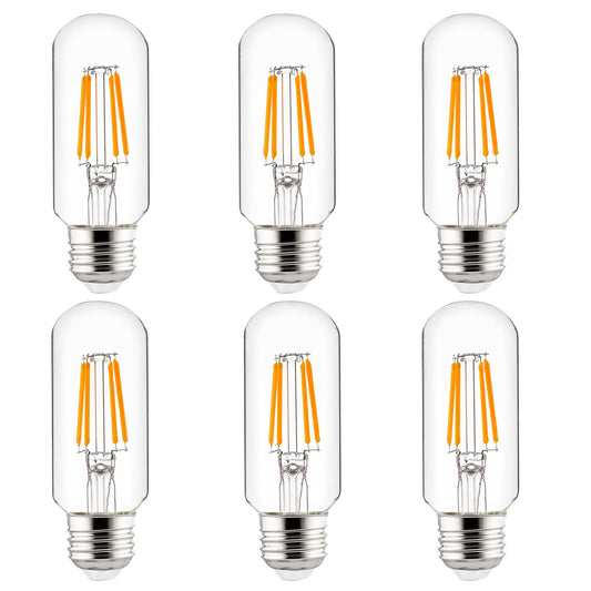 Sunlite LED Filament T12 Tubular Light Bulb, 3 Watts (40W Equivalent), 350 Lumens, ETL Listed, 100 mm, Medium E26 Base, Dimmable, 2700K Soft White, 6