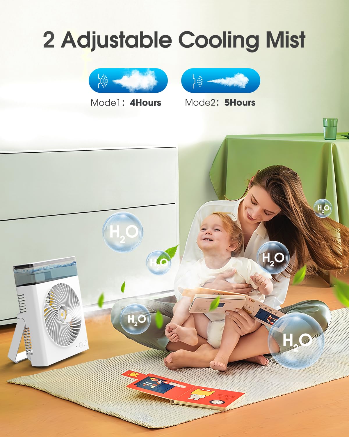 Misting Fan Portable, 8000mAh 8-Inch Rechargeable Battery Operated Fan with 600mL Water Tank, Cooling USB Desk Fans for Home, Perfect Quite Mist Water