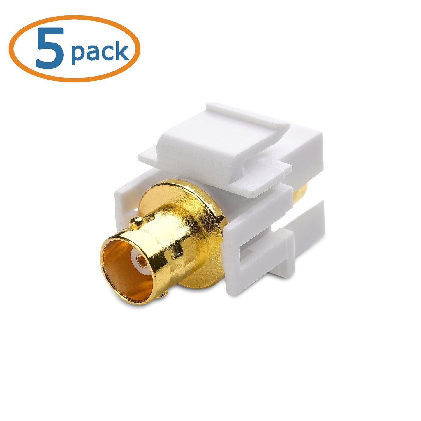 Cable Matters 5-Pack Gold-Plated BNC Keystone Jack Inserts in White