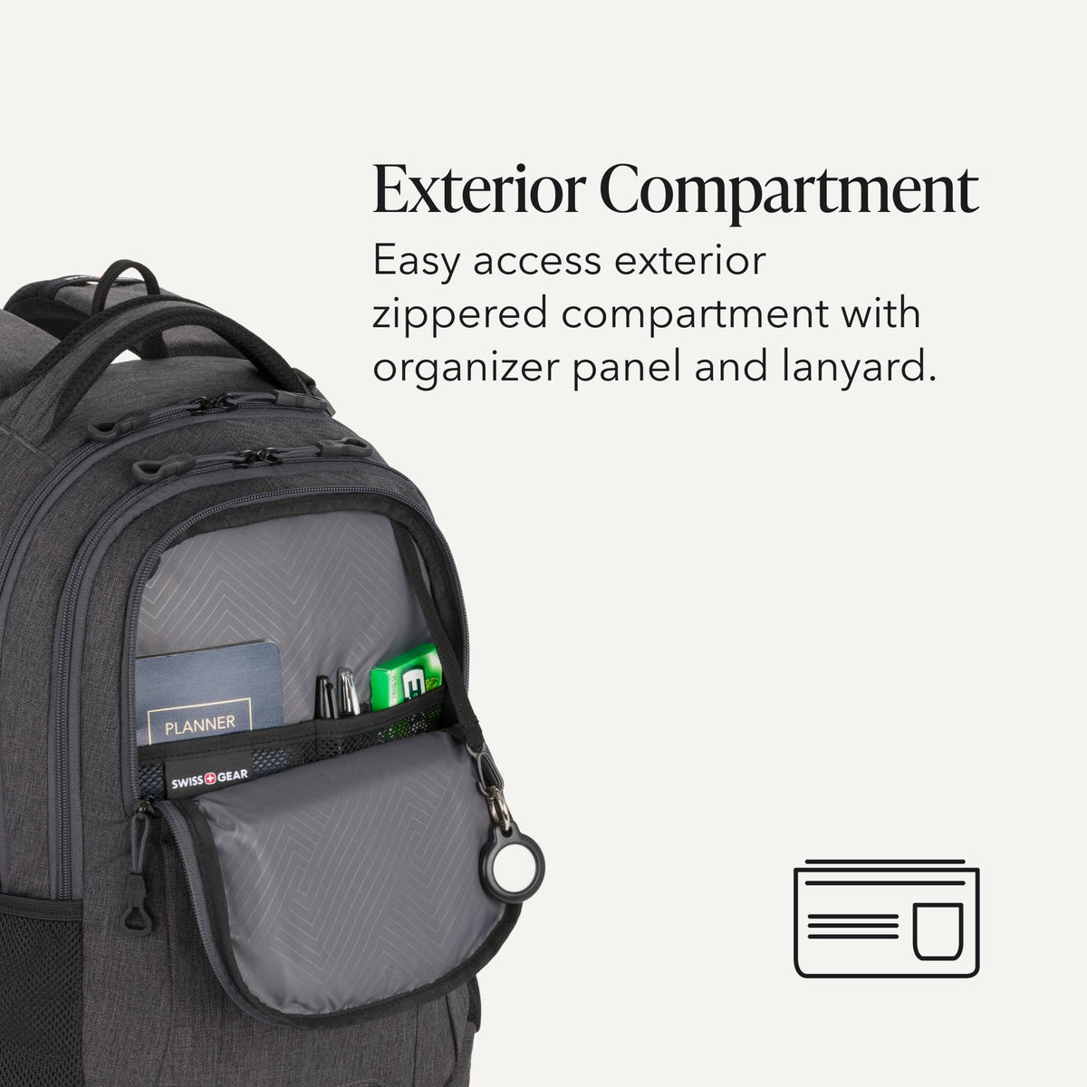 SwissGear 5505 Cecil 16” Laptop Backpack Charcoal - Daily Laptop Bag with Gear Attachment Options - Multiple Organizer Pockets & Padded Shoulder