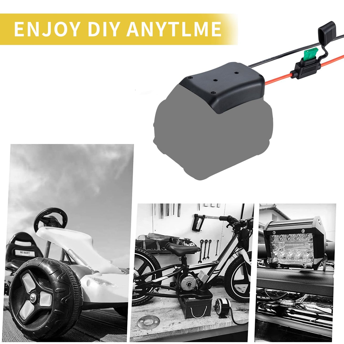 Crtbelfy Power Ride Wheel Adapter Compatible for Dewalt 60V max Battery Adapter with Fuse & Wire Terminal,14 Gauge Wire Power Convertor for DIY RC