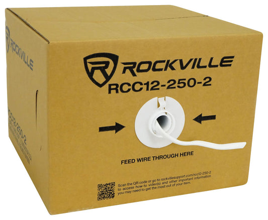 Rockville RCC12-250-2 12 AWG 250ft CCA Speaker Wire, CL2 Rated, 70V Compatible, In-Wall/Ceiling, Flexible Jacket, High Strand Count, for Home Theater