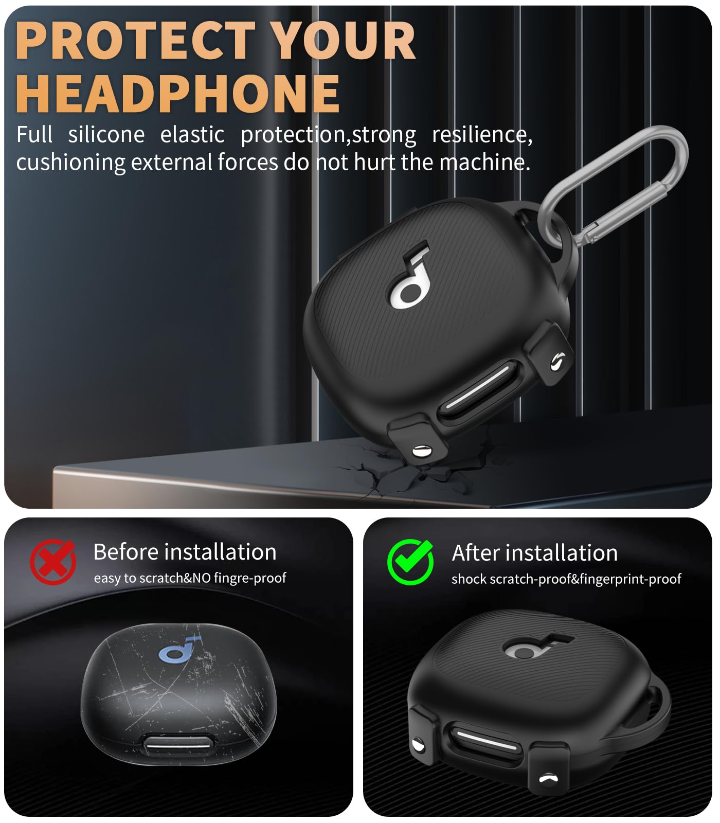 WADVCU for[Secure Lock] Soundcore Sport X20 Case Cover, Soft Silicone Protective Scratch Resistant Logo Visible Design Cover for Soundcore Sport X20