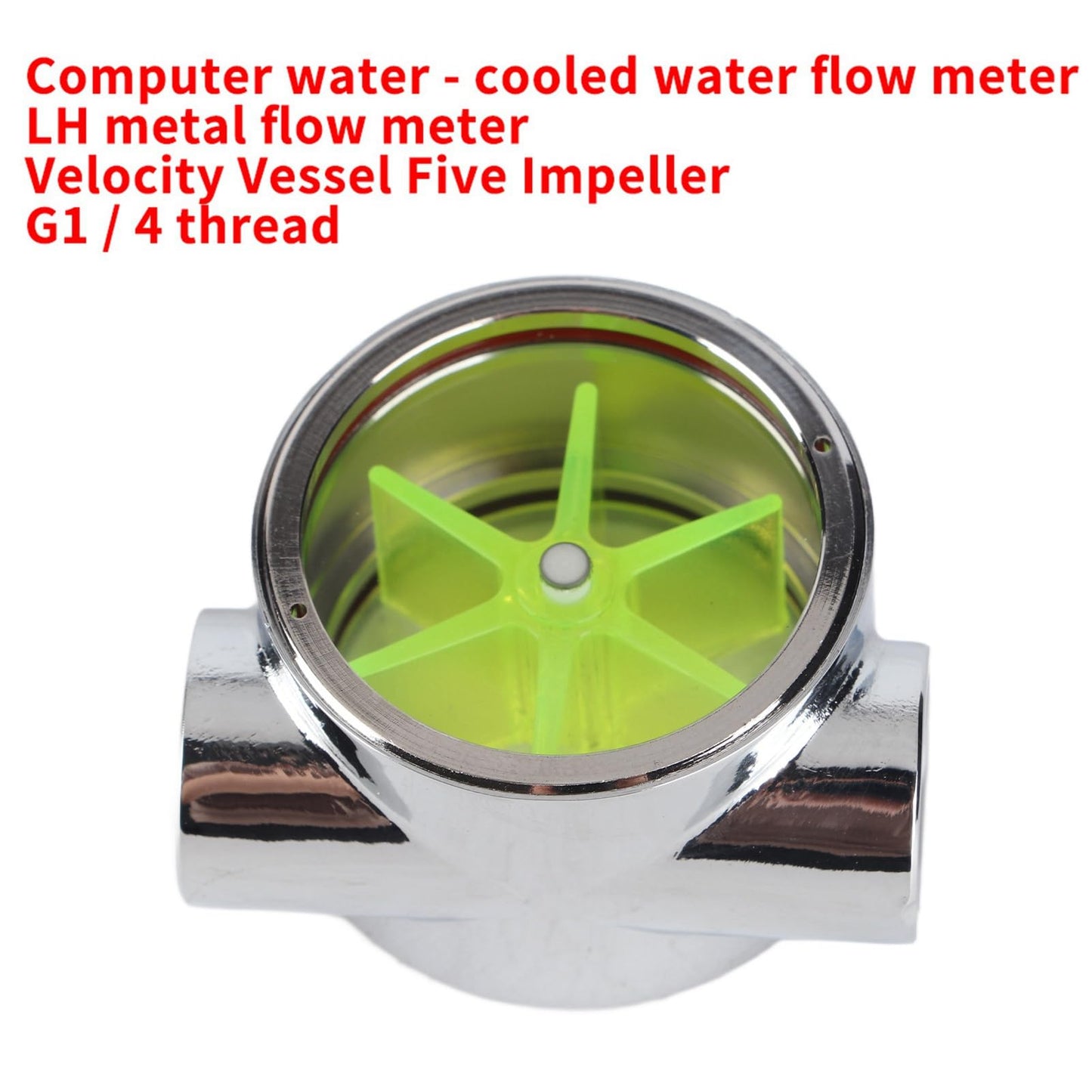 G1/4 Cooling Meter Sensor Metal Indicator with 5 Impeller Blades for Computer Water Cooling System