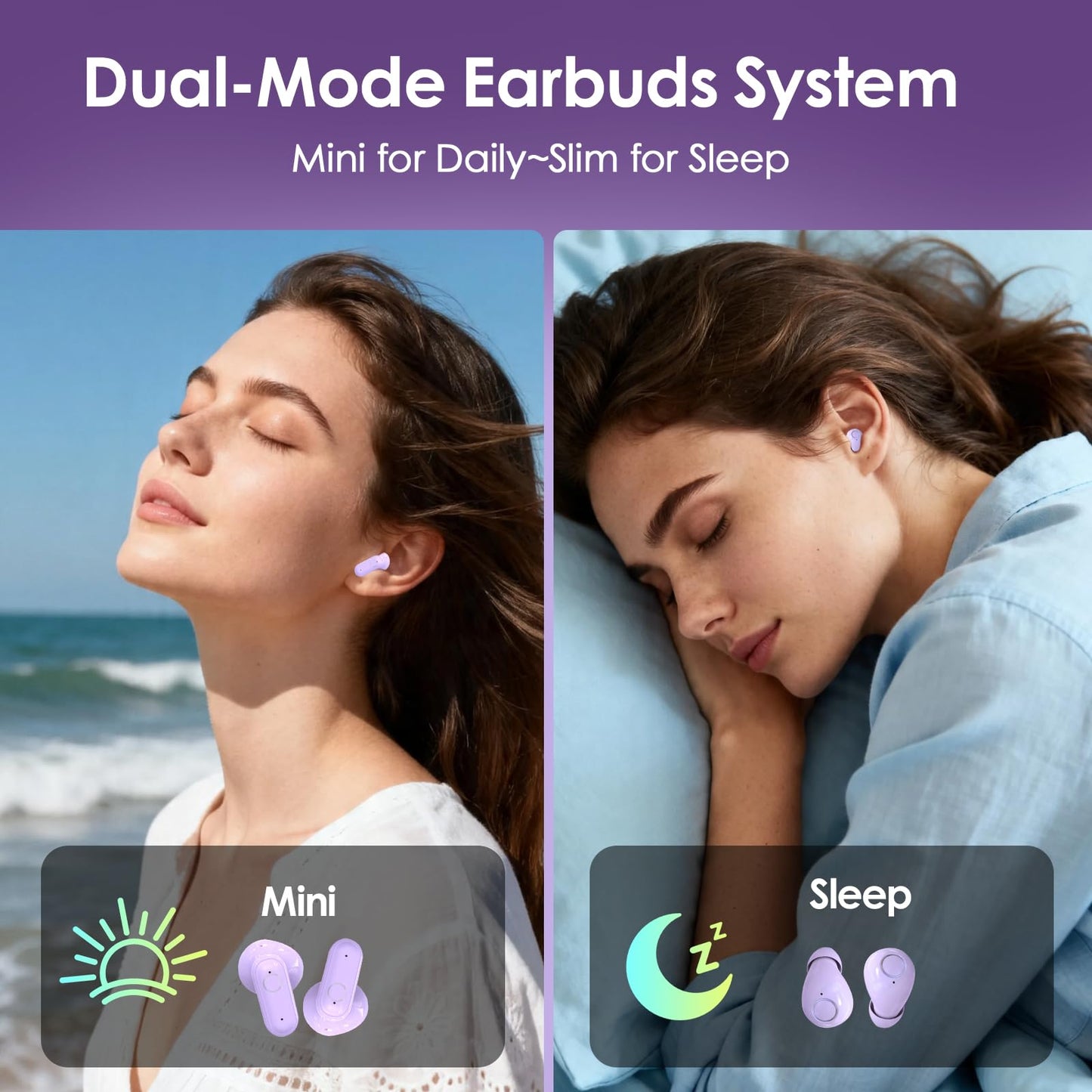 AIKESI Mini Wireless Sleep Earphones, Designed for Side Sleepers - Invisible Flat Earbuds, Comfortable for Small Ears, Discreet in-Ear Design