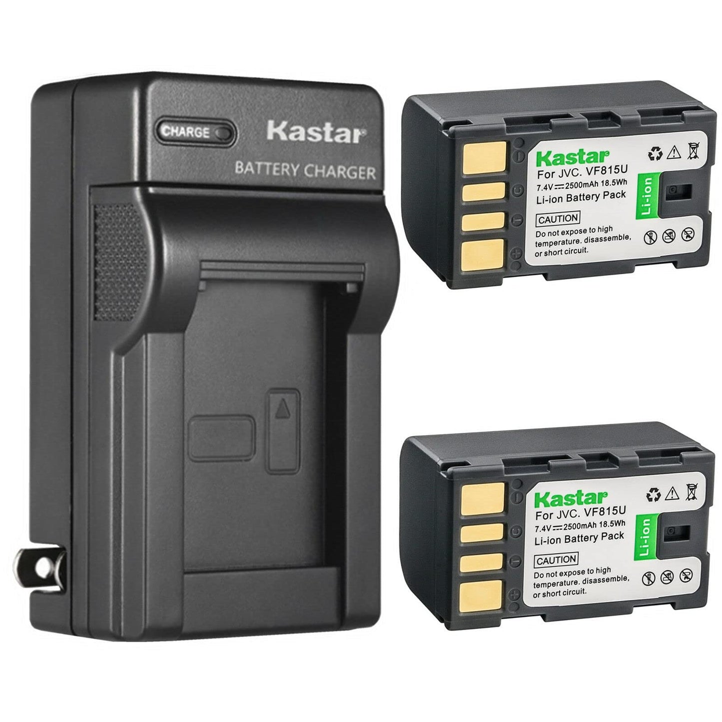 Kastar 2-Pack Battery and AC Wall Charger Replacement for JVC BN-VF808 BN-VF808U BN-VF815 BN-VF815U BN-VF823 BN-VF823U BN-VF915 BN-VF915U BN-VF923