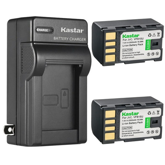 Kastar 2-Pack Battery and AC Wall Charger Replacement for JVC BN-VF808 BN-VF808U BN-VF815 BN-VF815U BN-VF823 BN-VF823U BN-VF915 BN-VF915U BN-VF923