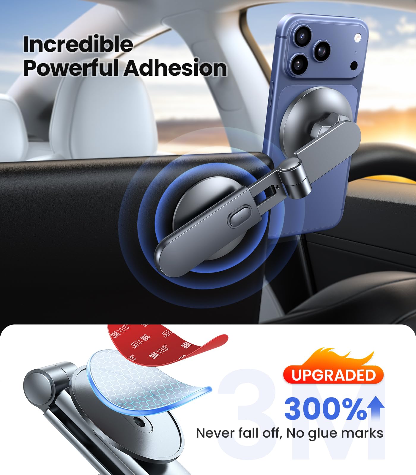 VICSEED Tesla Phone Mount?Strongest Magnet Power?Foldable Hidden Tesla Phone Holder Fit for All Phone, Tesla Model 3 Model Y for MagSafe Car Mount