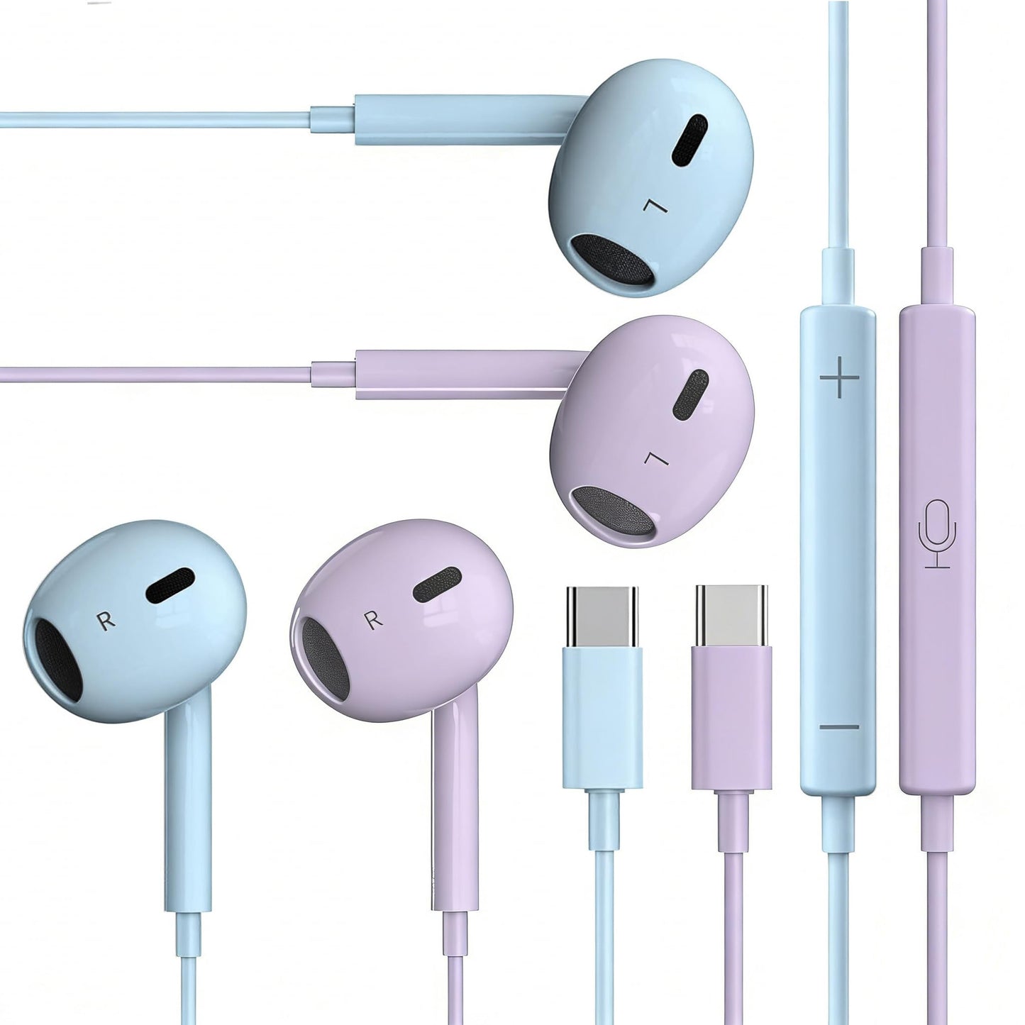 2 Packs USB C Headphones?Type C for iPhone Wired Headphones for iPhone 16/15/17 Earbuds with Mic and Volume Control?Hi-Fi Stereo In Ear Earphones