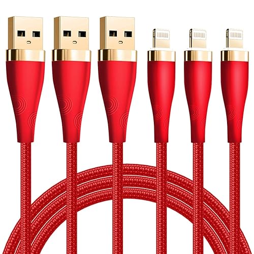 Lightning Cable [MFi Certified] - iPhone Charger [3Pack 6ft] Nylon Braided Lightning to USB A Fast Charging Syncing Transfer Cord Compatible…