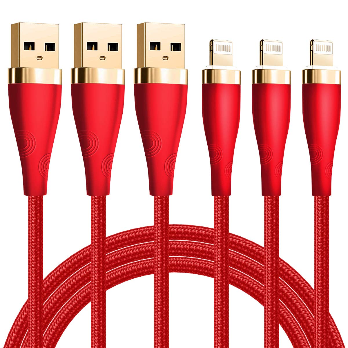 Lightning Cable [MFi Certified] - iPhone Charger [3Pack 6ft] Nylon Braided Lightning to USB A Fast Charging Syncing Transfer Cord Compatible…