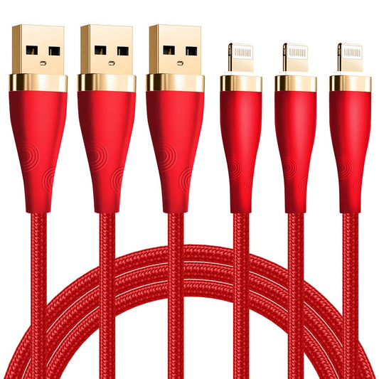 Lightning Cable [MFi Certified] - iPhone Charger [3Pack 6ft] Nylon Braided Lightning to USB A Fast Charging Syncing Transfer Cord Compatible…