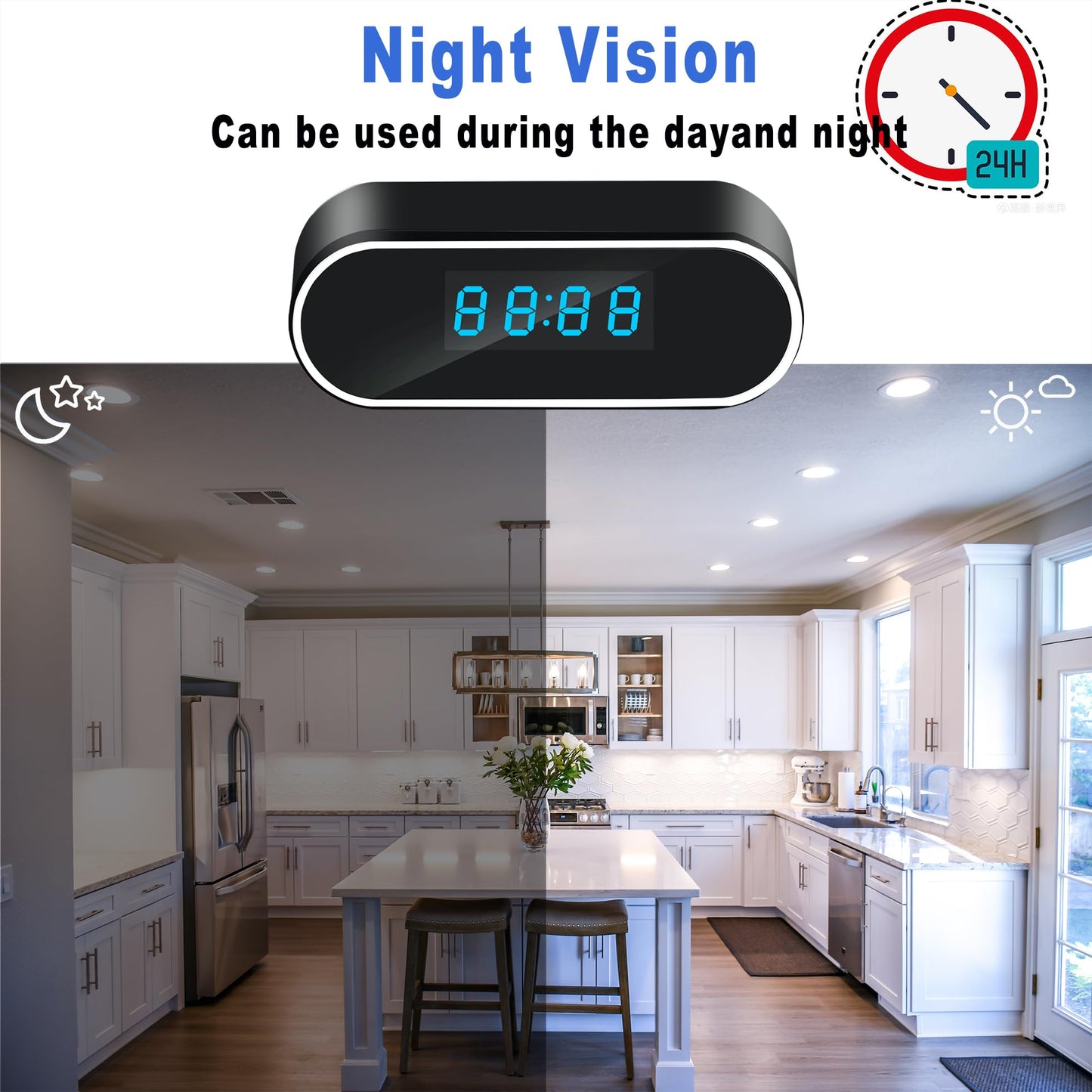 ZHOLIRNI Wireless Clock Camera?HD 1080P Nanny Cam with Night Vision and Motion Detection for Home,Business,Pets