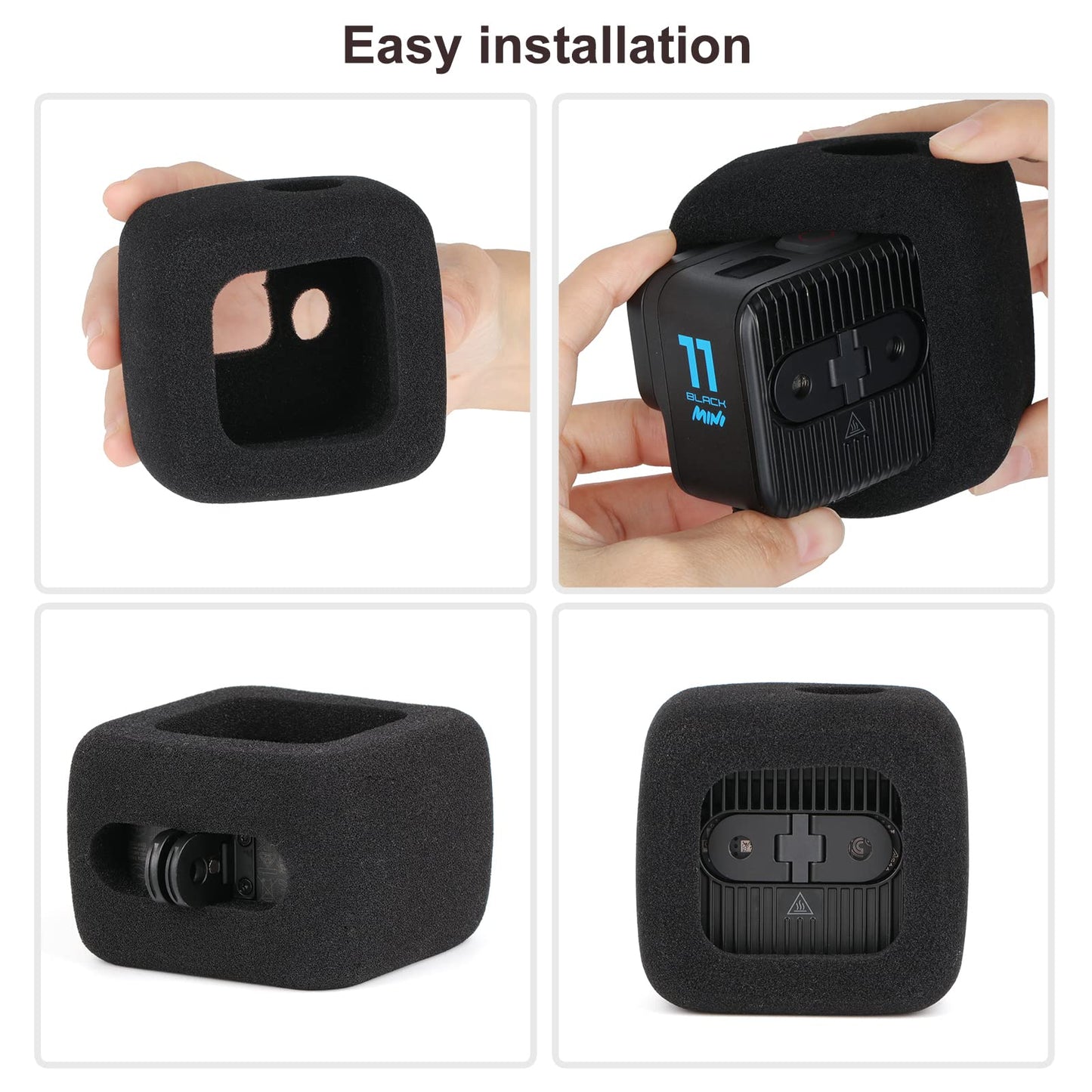 HSU Windslayer Cover and Lens Screen Protector for GoPro Hero 11 Black Mini, Windslayer Cover (2 Pack) + Screen Protector (3 Pack) + Lens Cap, Video
