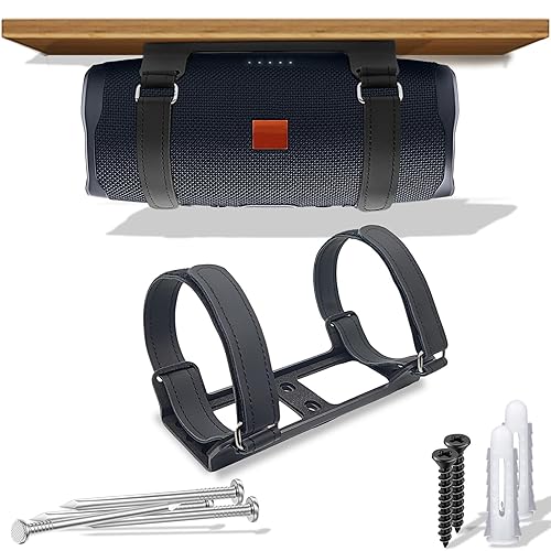 Metal Wall Mount Compatible for jbl Charge 6/Charge 5,4,3/Flip 7/Flip 6,5,4,Secure Shelf Holder with Adjustable Leather Straps, Speaker Wall Bracket