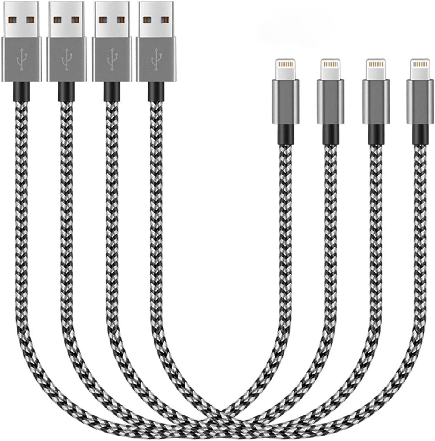 Short i-Phone Charger Cable 4Pack, 1FT USB A to Lightning Cable Braided Fast Charging for iPhone 14 13 12 11 Pro Max/XS XR Max 8 7 6 Plus/ Pad for Car