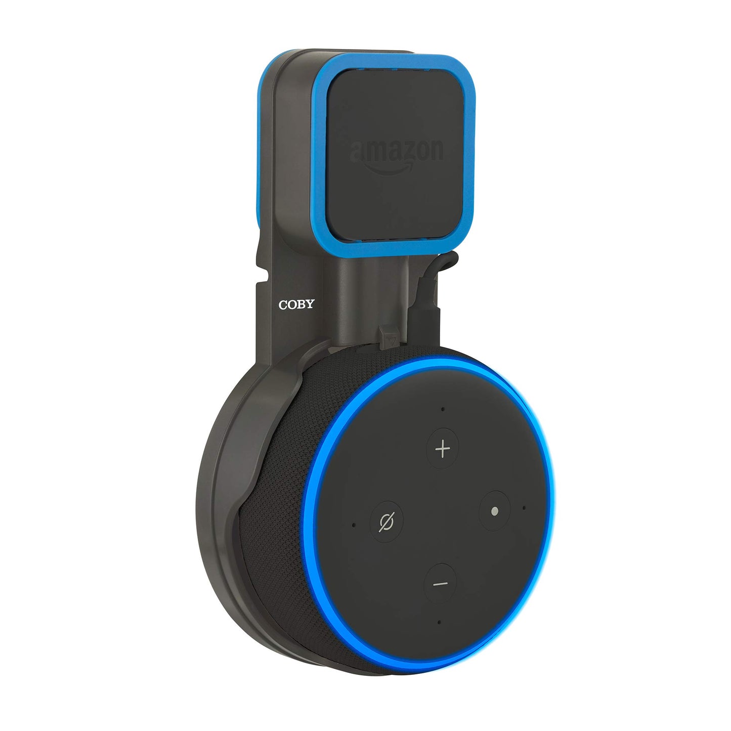 Coby Speaker Wall Mount for Third-Generation Echo Dot Voice Assistant (Smart Speaker Not Included), Cable-Management Wall Mount for AC Power Outlets