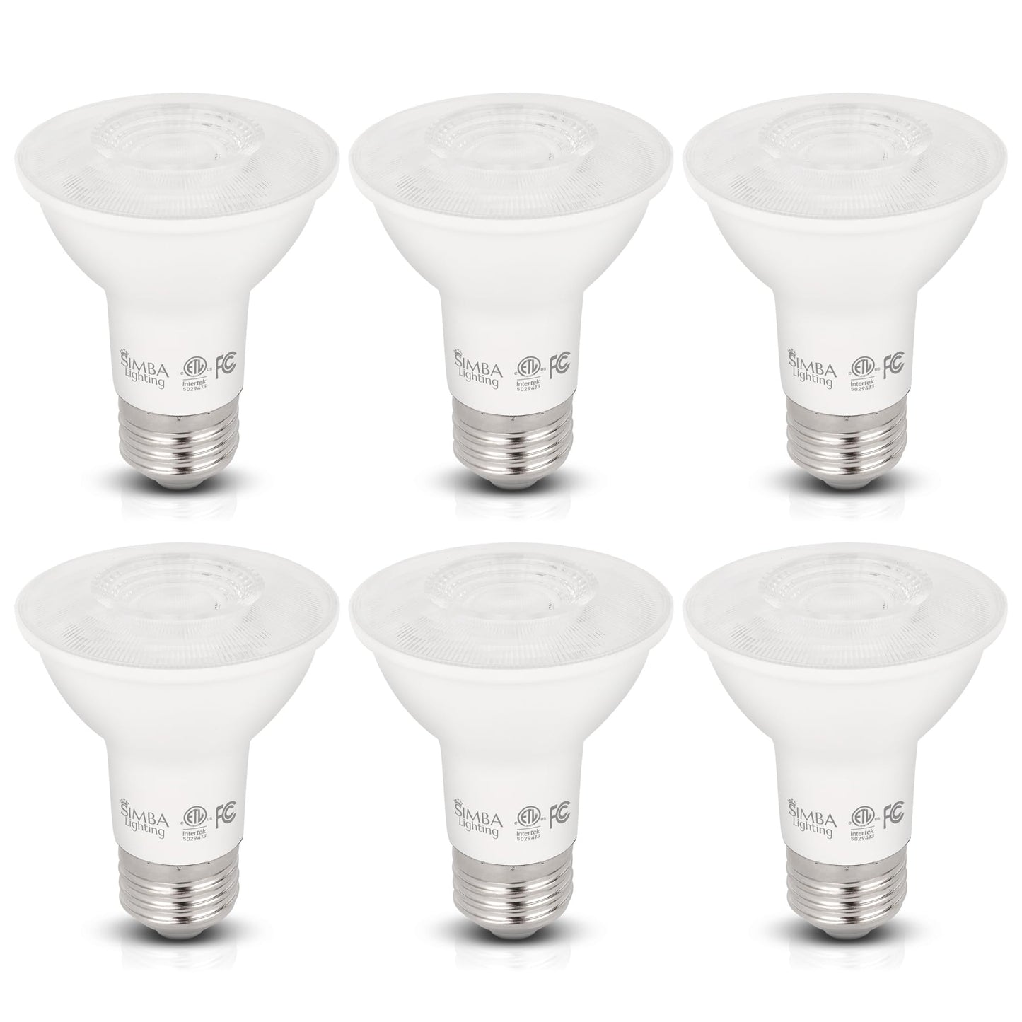 Simba Lighting LED PAR20 6W 120V ETL Listed Light Bulb E26, 3000K, 6 Pack