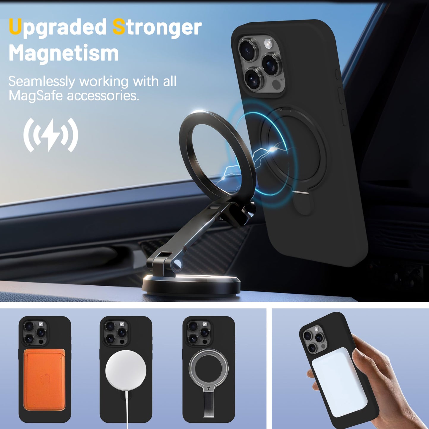 IAIYOXI Case for iPhone 16 Case with Magnetic Invisible Stand - MagSafe Compatible, Military Drop Tested, Shockproof Silicone Cover for Women and Men