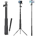 SOONSUN 37" Extension Selfie Stick Hand Grip Waterproof Monopod Pole with 360 Rotation Ball Head for GoPro Hero 13 12 11 10 9 8 7 6 5, Session