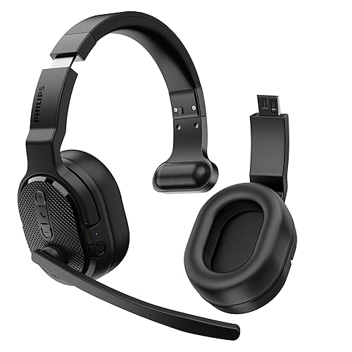 Philips Trucker Bluetooth Headset, Wireless Headset with Noise-Canceling Microphone, 2-in-One Convertible Mono & Stereo Design Headphones, All Day…