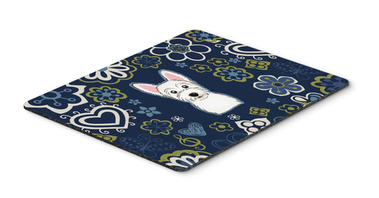 Caroline's Treasures BB5077MP Blue Flowers Westie Mouse Pad, Hot Pad or Trivet for Home Office Gaming Working Computers Laptop Mouse Mat,Washable
