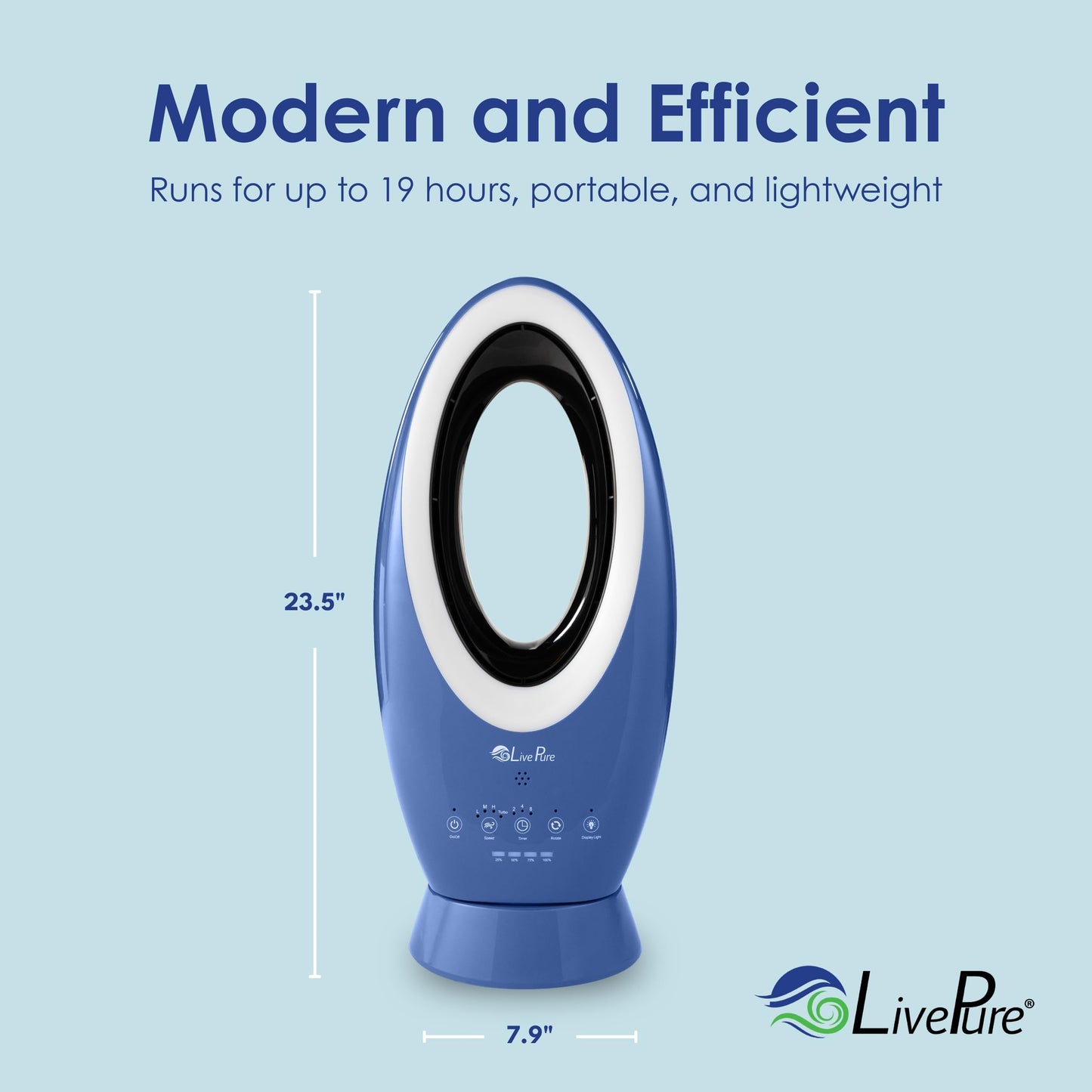 LivePure Bladeless Indoor/Outdoor Rechargeable Fan, Teal