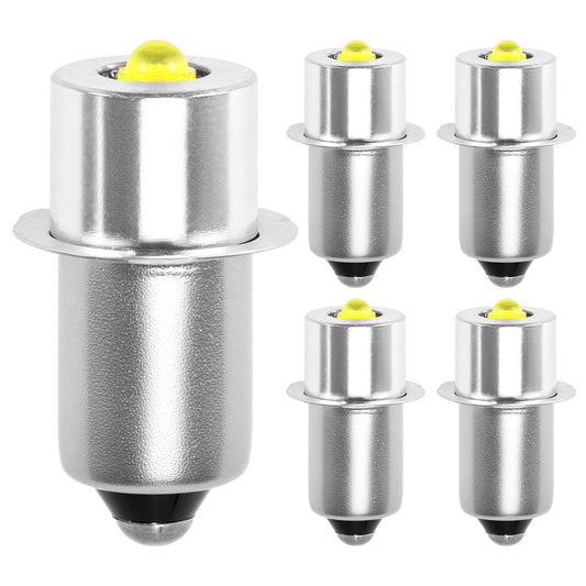 QWORK 5 Pieces LED Bulb 3W DC 4-12V P13.5S Base Flashlight Bulbs Replacement Kit - 220 Lumens for C&D Cell Flashlights, Daylight White