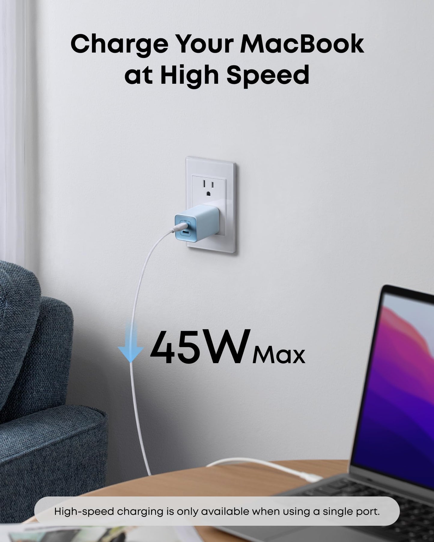 Anker Nano Phone Charger,47W Max 2-Port GaN Fast Charger USB C