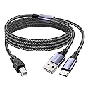 MOSWAG 2in1 USB C to B Printer Cable 5Feet/1.5M With USB A-Male to B-Male Cable Compatible With MacBook Pro, HP, Canon, Brother, Samsung Printers