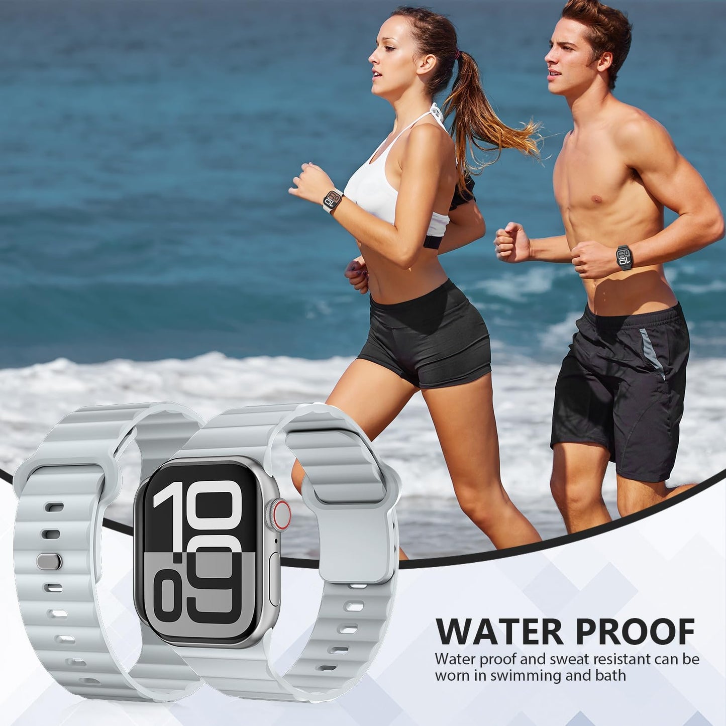 6 Pack Sport Bands for Apple Watch Band 40mm 41mm 42mm 38mm 44mm 45mm 46mm iWatch bands for Women Men,Waterproof Silicone Strap Wristband for Apple