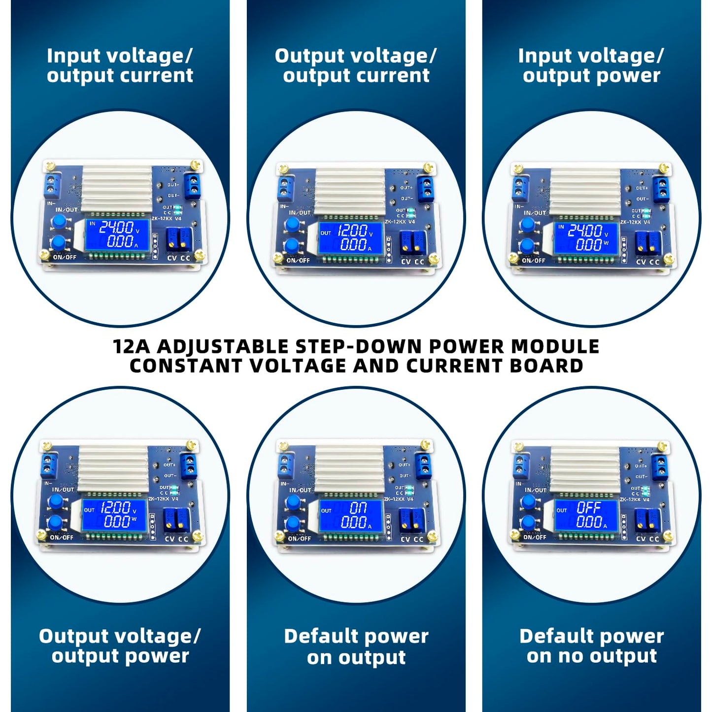 DaFuRui DC Buck Converter, 1Pack 5.3V-32V to 1.2V-32V 12A Adjustable Power Supply with LCD Display Volt Transformer Reducer