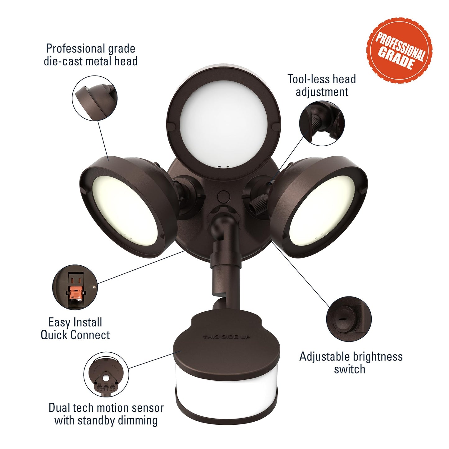 HALO TGS LED Outdoor Security LED Flood Light with Motion Sensing, Lumen Select, and Dusk-to-Dawn - Bronze - TGS3S403MRCB